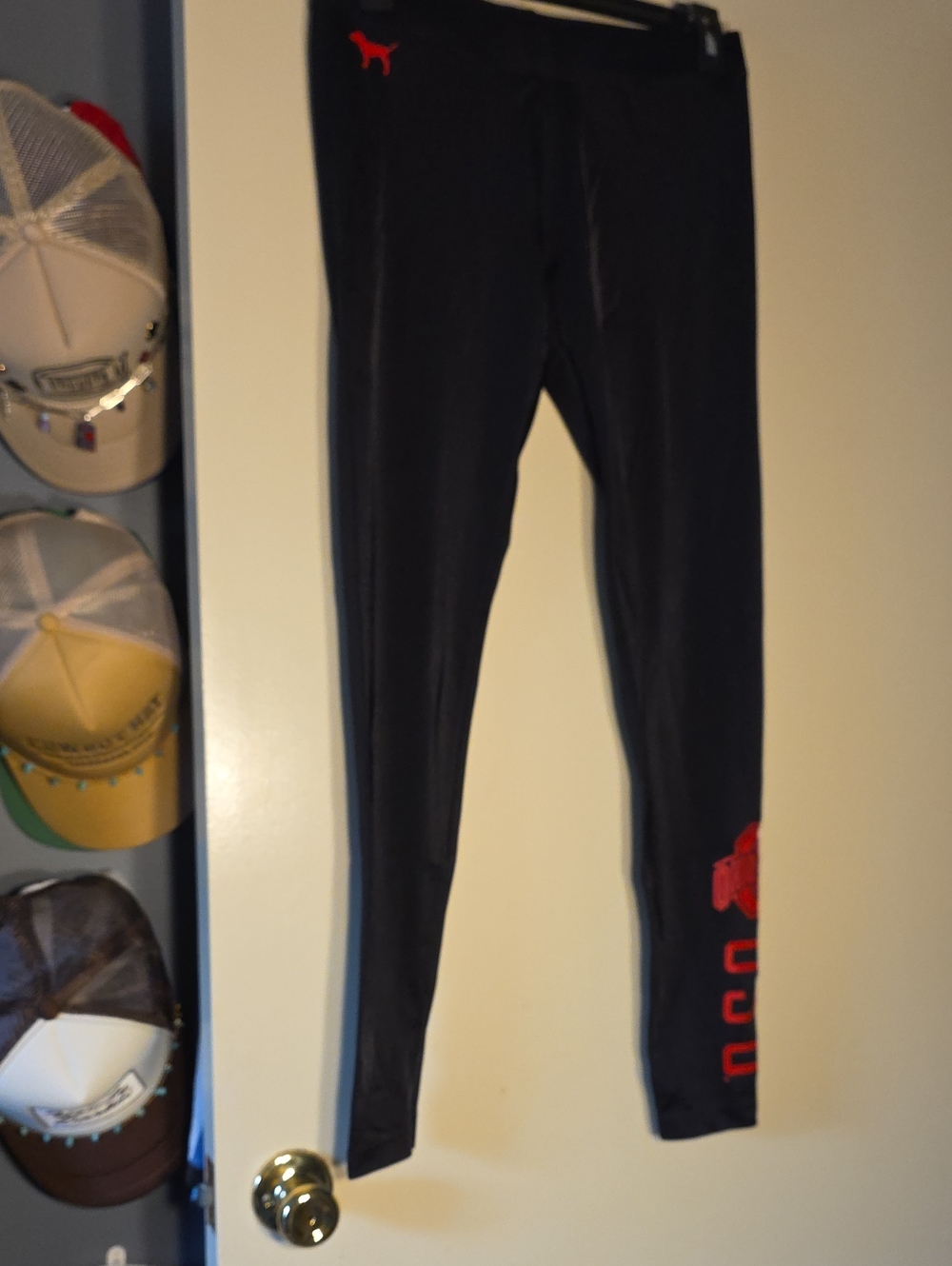 PINK Victoria's Secret Black Active Leggings with White Logo Ohio State